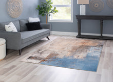Load image into Gallery viewer, Washable Kyler Beige &amp; Blue 5&#39;x7&#39; Rug by Linon/Powell RUGWR3957