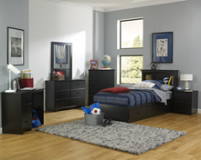 Load image into Gallery viewer, Black Twin Bookcase Headboard by Perdue 5031B-Discontinued