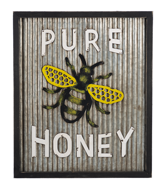 Framed Pure Honey Bee Galvanized Wall Decor by Ganz CB174297