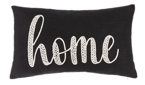 "Home" Black & White Embroidered Lumbar Pillow by Ganz CB179611