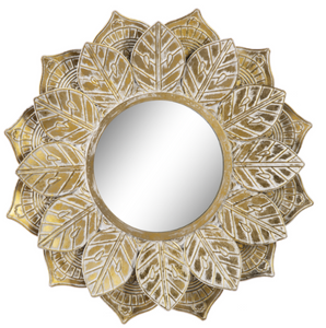 Gold Washed Embossed Leaf Wall Mirror by Ganz CB173977