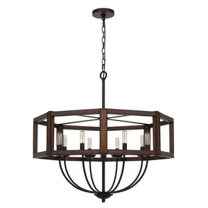 Renton Hexagon Rubberwood/Metal Chandelier by Cal Lighting FX-3761-8