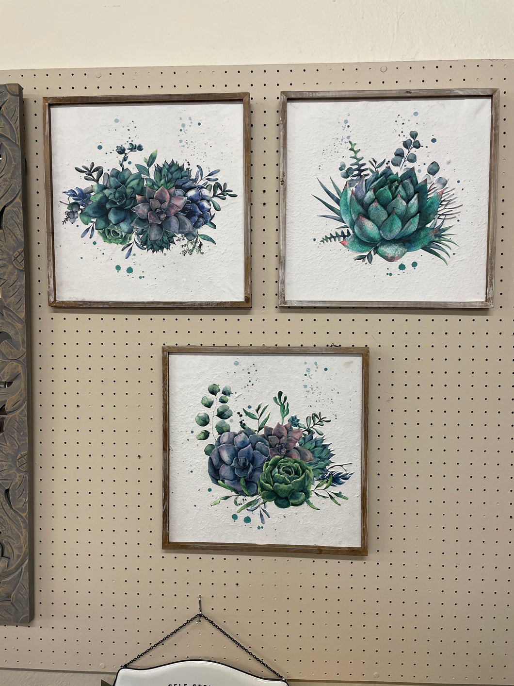Framed 3pc Succulent Square Wall Decor by Ganz CB176526