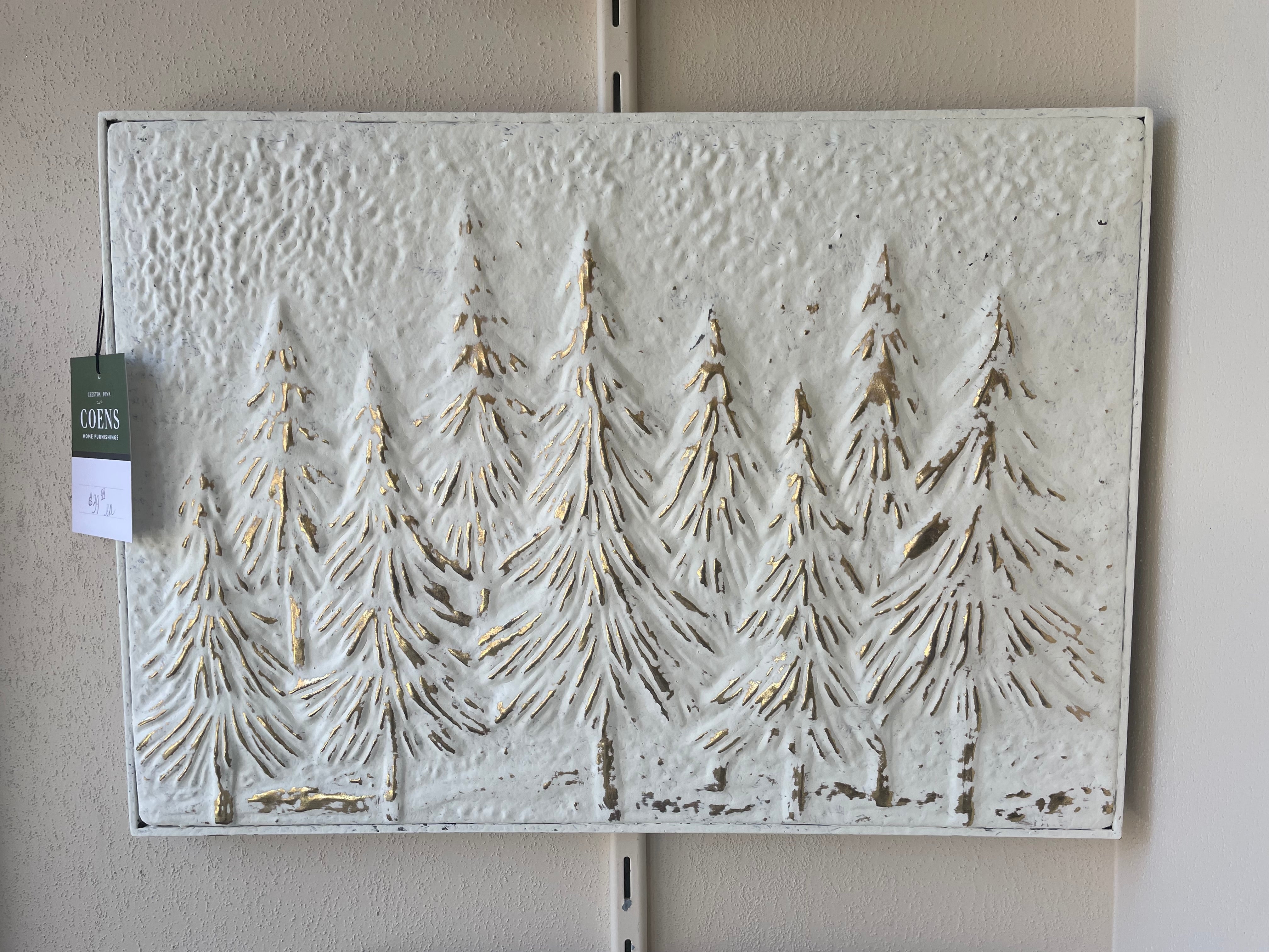 White & Gold Embossed Forest Wall Decor by Ganz CX176438 – Coen's