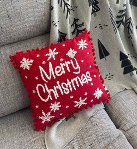 Embroidered "Merry Christmas" Pillow by Ganz MX184629
