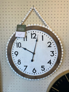 Wall Clock with Whitewash Beaded Edge & Hanger by Ganz CB180004
