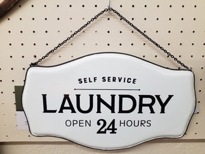 24 Hour Laundry Enamel Wall Decor by Ganz 161440