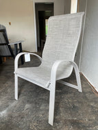 Aruba Sling Supreme Stacking Arm Chair by Telescope Casual 883020D04 Natural Pattern 20D