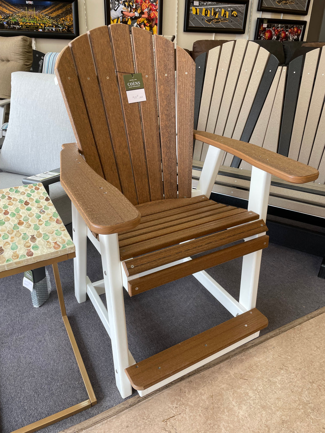 Adirondack Counter Height Dining Chair by Nature's Best ADC-CH-MHWH-SOLID Mahogany Wood Grain on White Solid