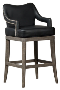 Theron Hill Wood Bar Height Return Memory Swivel Stool-Brushed Charcoal by Hillsdale Furniture 4875­-832P