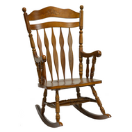 Hardwood Carved Back Rocker by Tennessee Enterprises 5904TBA Tobacco Discontinued