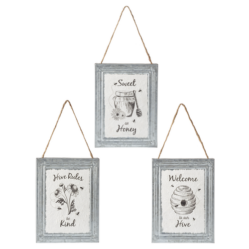 Galvanized 3pc Bee Wall Decor by Ganz CB173945