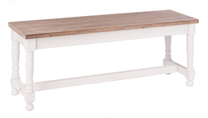 White & Natural Bench with Finial Legs by Ganz CB174038