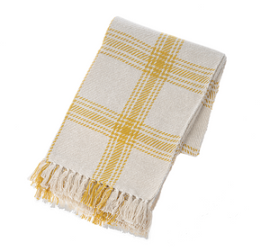 Ochre & Natural Plaid Woven Throw by Ganz CB174577