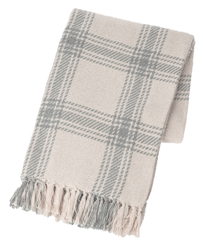 Grey & Natural Plaid Woven Throw by Ganz CB174579