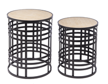 Load image into Gallery viewer, Black Woven Base Nested Tables (2pc Set) by Ganz CB175044
