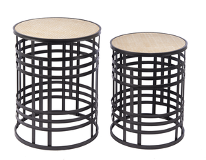 Black Woven Base Nested Tables (2pc Set) by Ganz CB175044