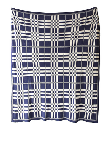 Blue & White Plaid Knit Throw by Ganz CB175740