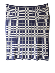 Blue & White Plaid Knit Throw by Ganz CB175740