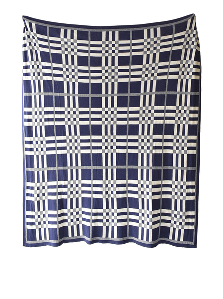Blue & White Plaid Knit Throw by Ganz CB175740