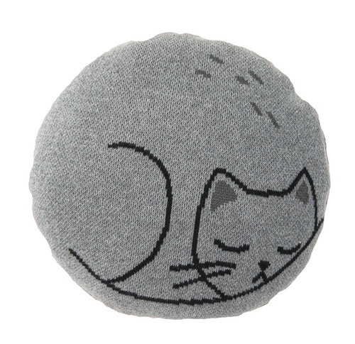 Gray Round Cat Knit Pillow by Ganz CB176102