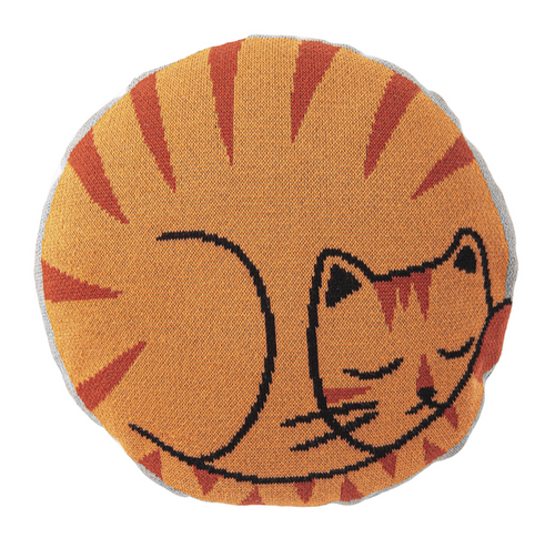 Orange Striped Round Cat Knit Pillow by Ganz CB176102