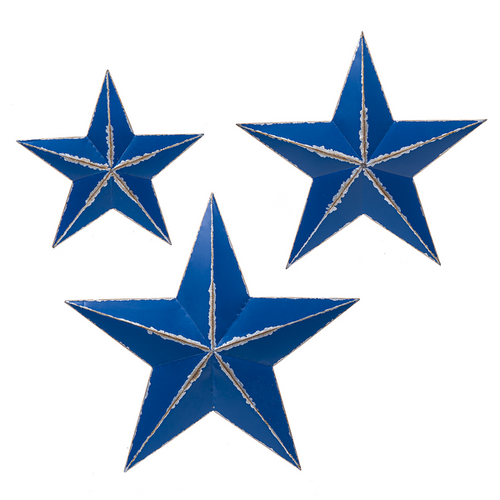 Distressed Blue Star Wall Decor (Set of 3) by Ganz CB176424