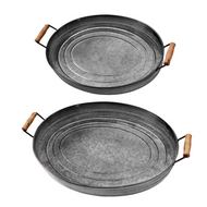 Enamel 2pc Gunmetal Oval Tray Set by Ganz CB176544
