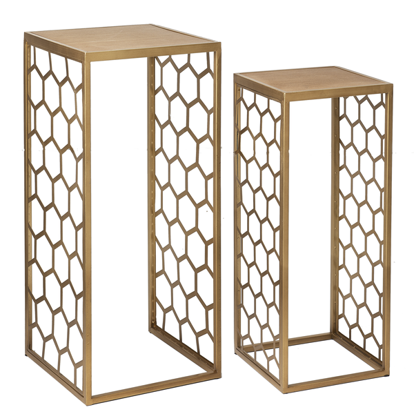 Gold Honeycomb Nested Side Tables (2pc Set) by Ganz CB176644