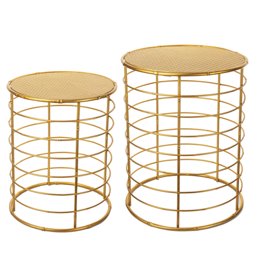 Gold Faux Bamboo Base Nested Tables (Set of 2) by Ganz CB176718