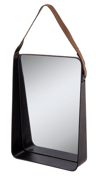 Faux Leather Hanging Wall Mirror with Shelf by Ganz CB176955
