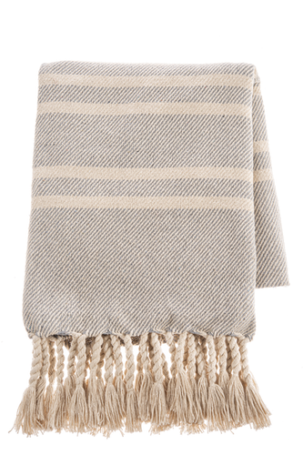 Light Gray & Natural Stripe Woven Throw by Ganz CB177569