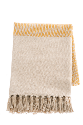 Ochre Color Block Woven Throw by Ganz CB177577