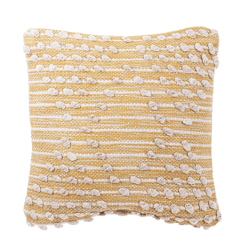 Ochre & Natural Striped Pillow with Bobbles by Ganz CB177600