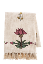 Load image into Gallery viewer, Mauve &amp; Yellow Block Print Flower Throw by Ganz CB177715