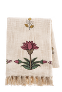 Mauve & Yellow Block Print Flower Throw by Ganz CB177715