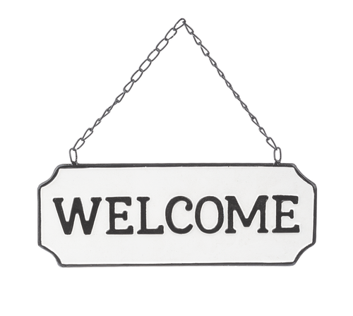 Black & White Enamel Welcome Wall Sign by Ganz CB178152