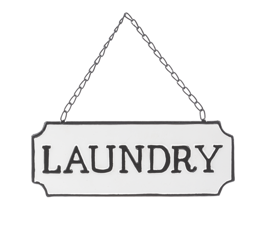 Black & White Enamel Laundry Wall Sign by Ganz CB178153