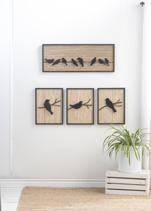 Framed Bird on Wire Wall Decor with Natural Woven Background by Ganz CB178270