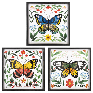 Textured Butterfly & Flower Wall Decor (3 pc. ppk.) by Ganz CB178448