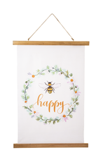 Load image into Gallery viewer, Bee &quot;Happy, Kind, Joyful&quot; Rolled Canvas Wall Decor by Ganz CB178579