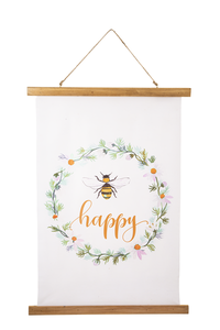 Bee "Happy, Kind, Joyful" Rolled Canvas Wall Decor by Ganz CB178579