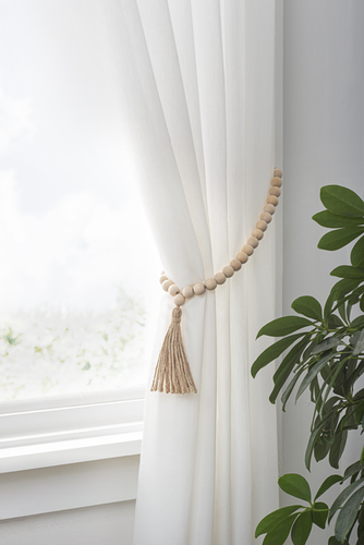 Natural Wood Beaded Loop with Tassel by Ganz CB178776