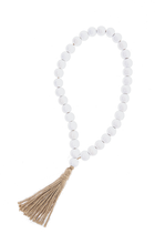 Load image into Gallery viewer, White Wood Beaded Loop with Tassel by Ganz CB178777