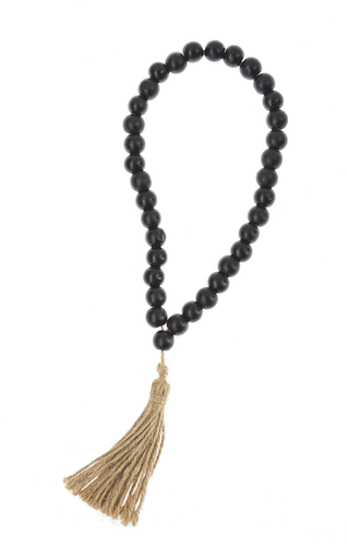 Black Wood Beaded Loop with Tassel by Ganz CB178778