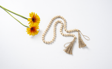 Load image into Gallery viewer, Natural Wood Beaded Garland with Tassel by Ganz CB178786