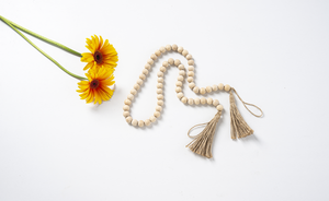 Natural Wood Beaded Garland with Tassel by Ganz CB178786