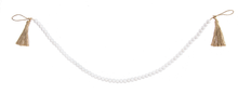 Load image into Gallery viewer, White Wood Beaded Garland with Tassel by Ganz CB178787