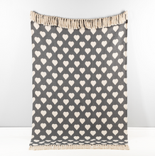 Load image into Gallery viewer, Charcoal &amp; Natural Heart Woven Throw by Ganz CB179708