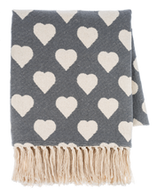 Load image into Gallery viewer, Charcoal &amp; Natural Heart Woven Throw by Ganz CB179708